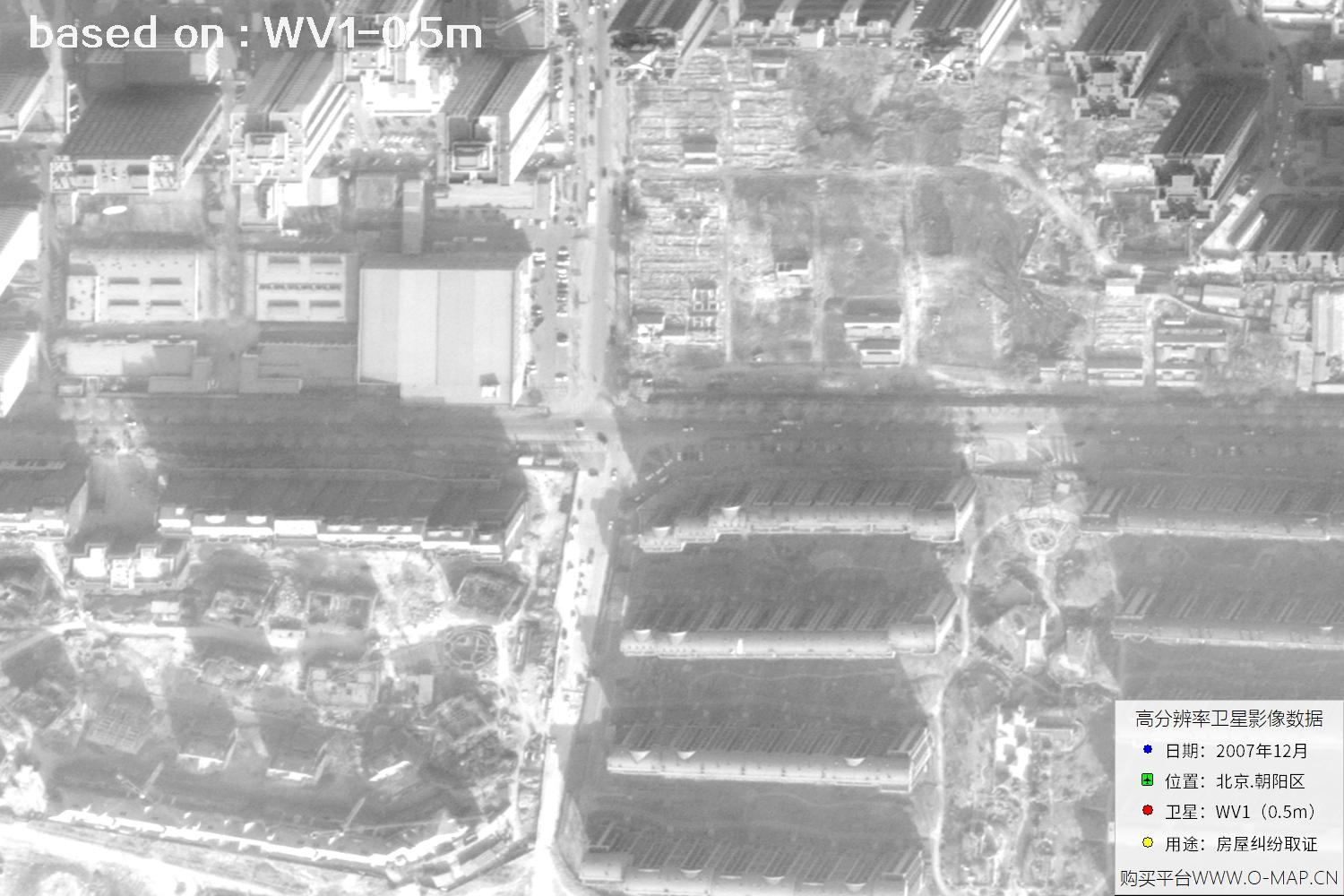 北京朝阳区2007年WorldView1卫星历史影像图