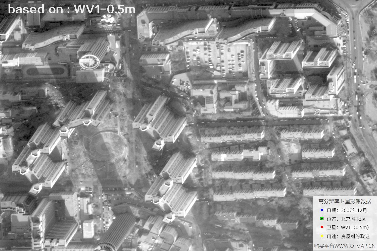 北京朝阳区2007年WorldView1卫星历史影像图