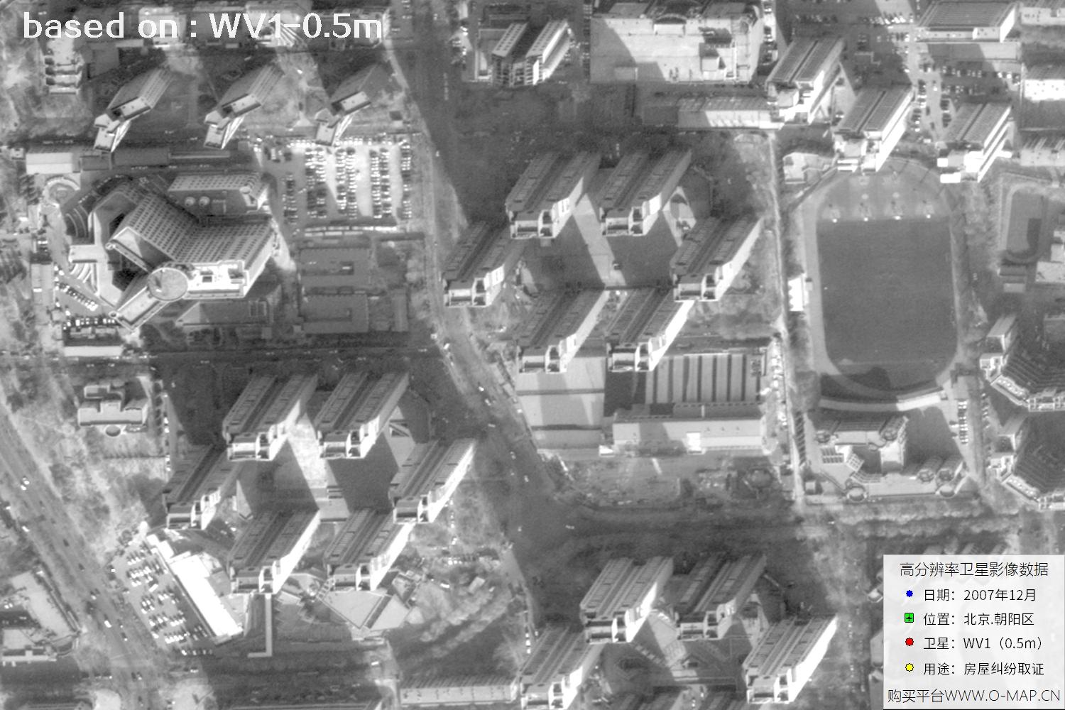 北京朝阳区2007年WorldView1卫星历史影像图