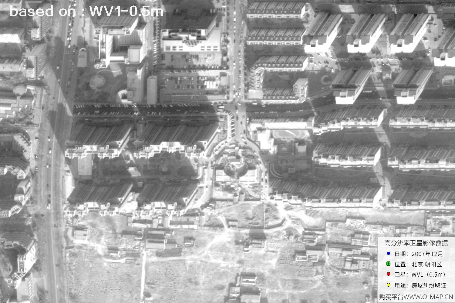 北京朝阳区2007年WorldView1卫星历史影像图