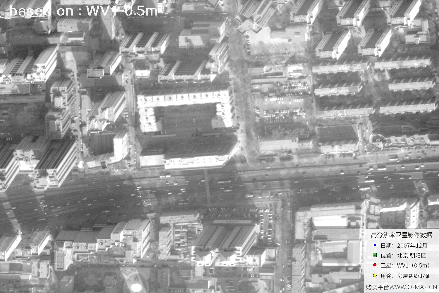北京朝阳区2007年WorldView1卫星历史影像图