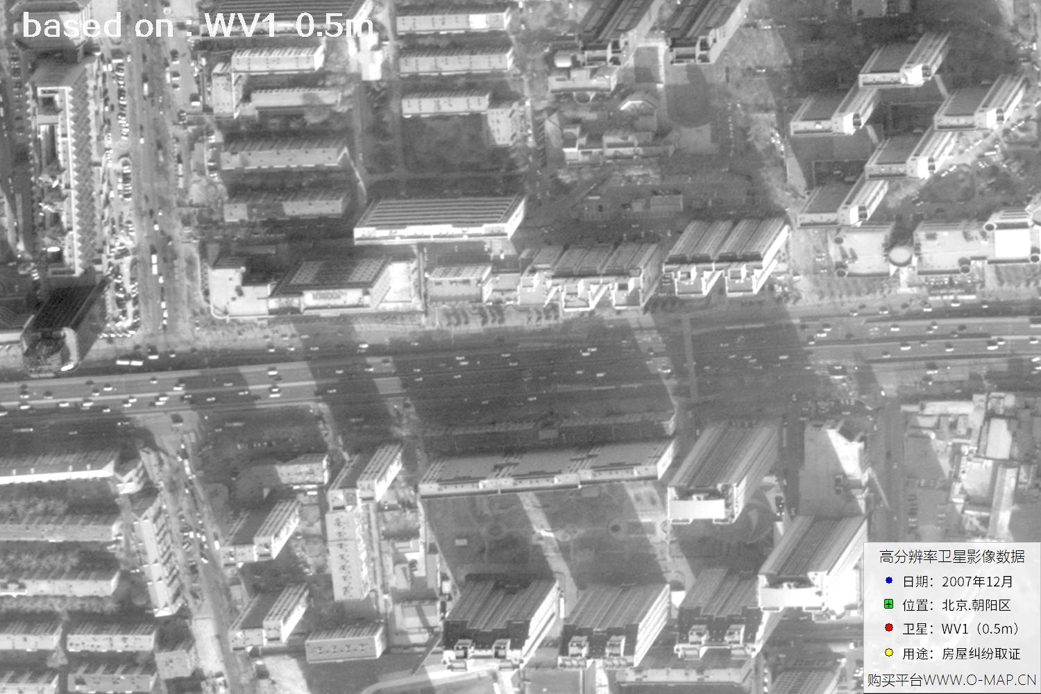 北京朝阳区2007年WorldView1卫星历史影像图