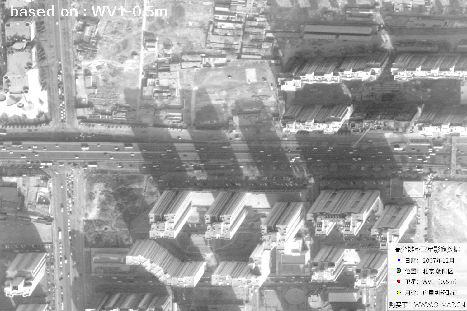 北京朝阳区2007年WorldView1卫星历史影像图