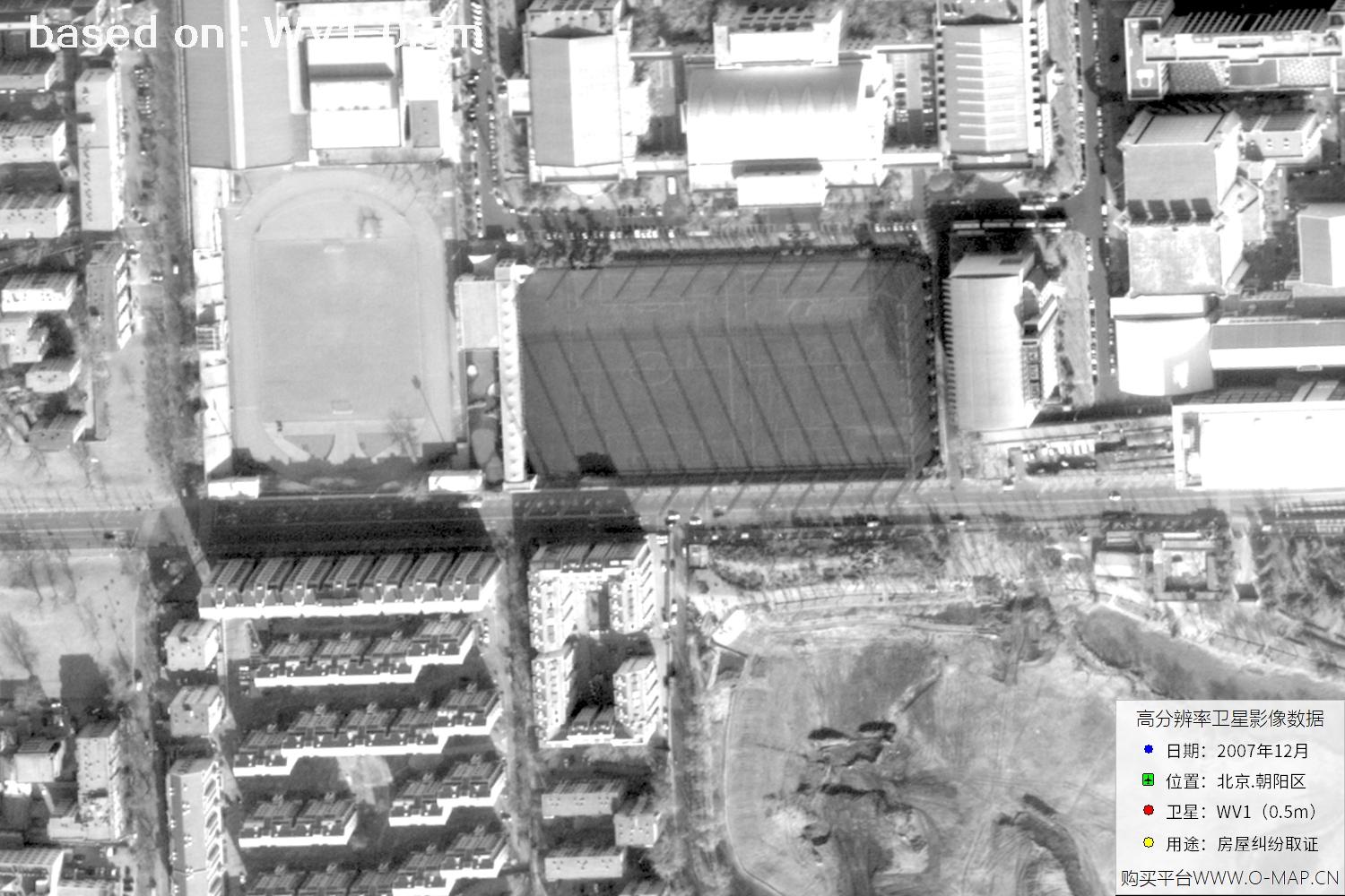 北京朝阳区2007年WorldView1卫星历史影像图