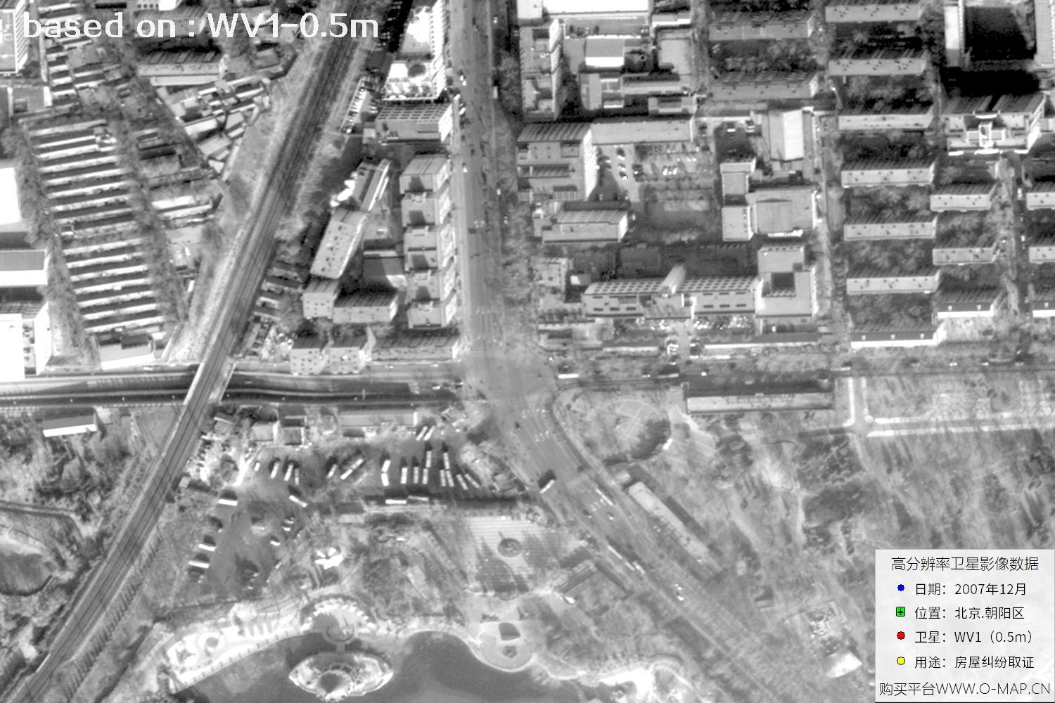 北京朝阳区2007年WorldView1卫星历史影像图