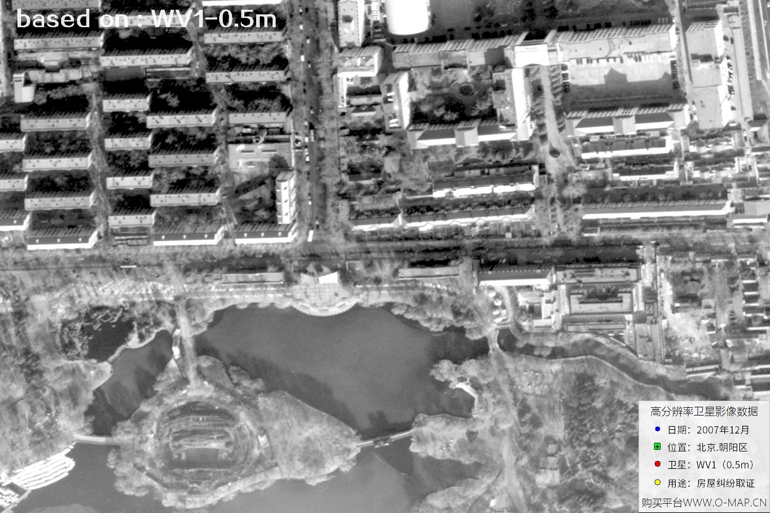 北京朝阳区2007年WorldView1卫星历史影像图