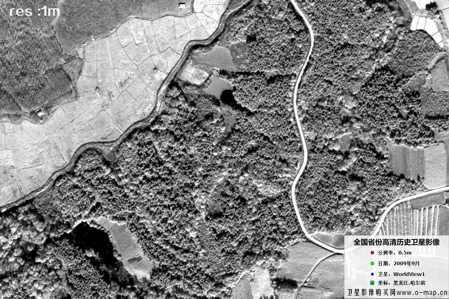 WorldView1卫星2009年9月份拍摄的哈尔滨市历史影像图