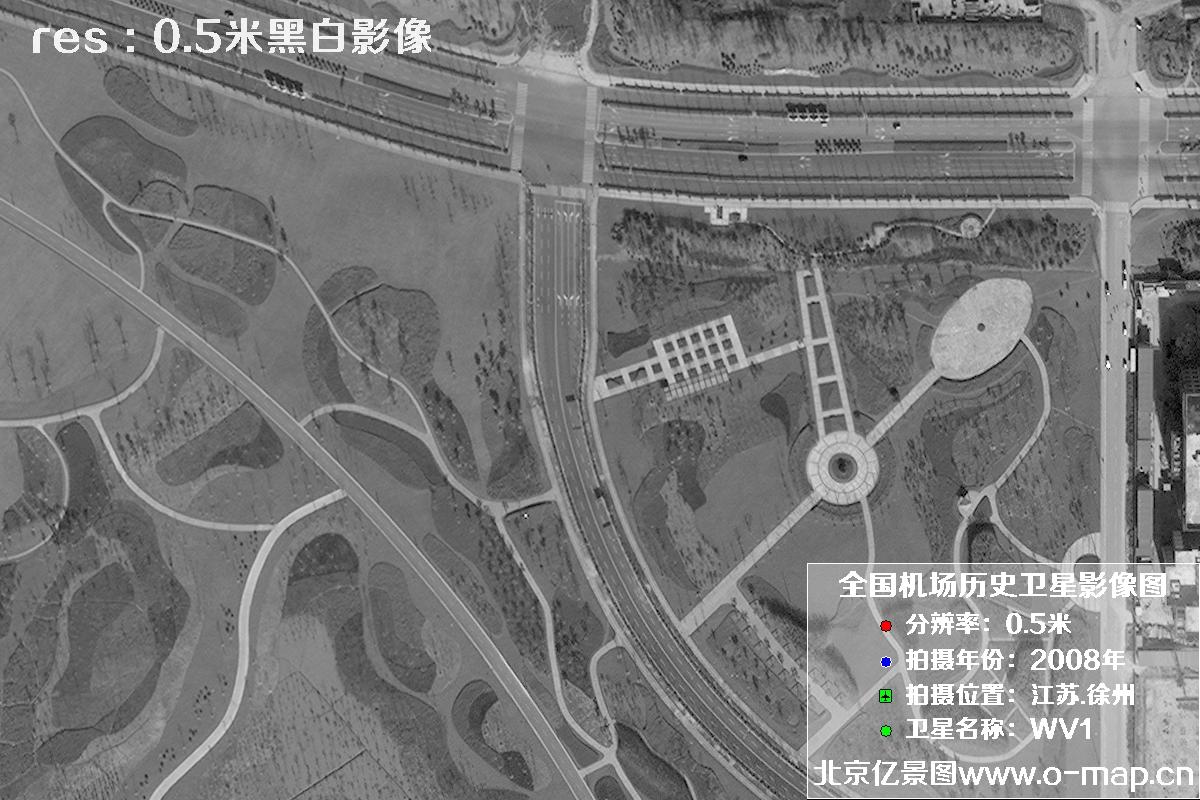 WorldView1卫星2008年拍摄的江苏省徐州市龙云区历史卫星图