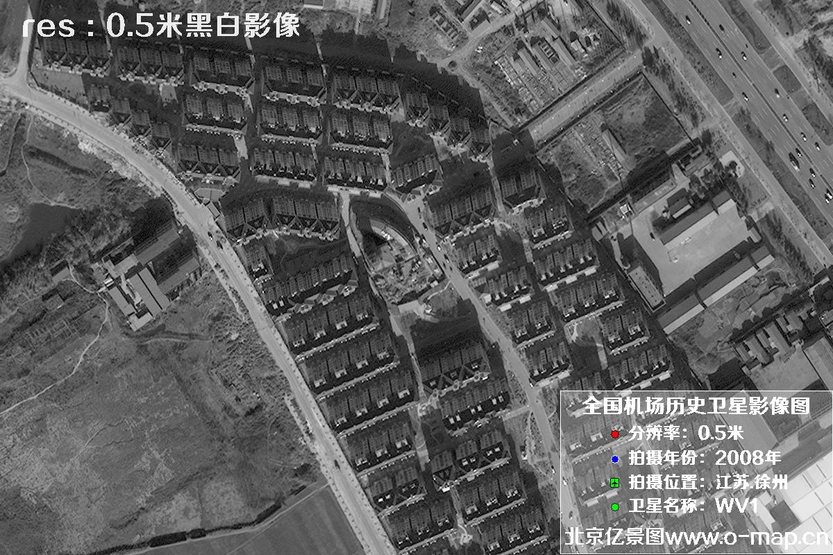 WorldView1卫星2008年拍摄的江苏省徐州市龙云区历史卫星图