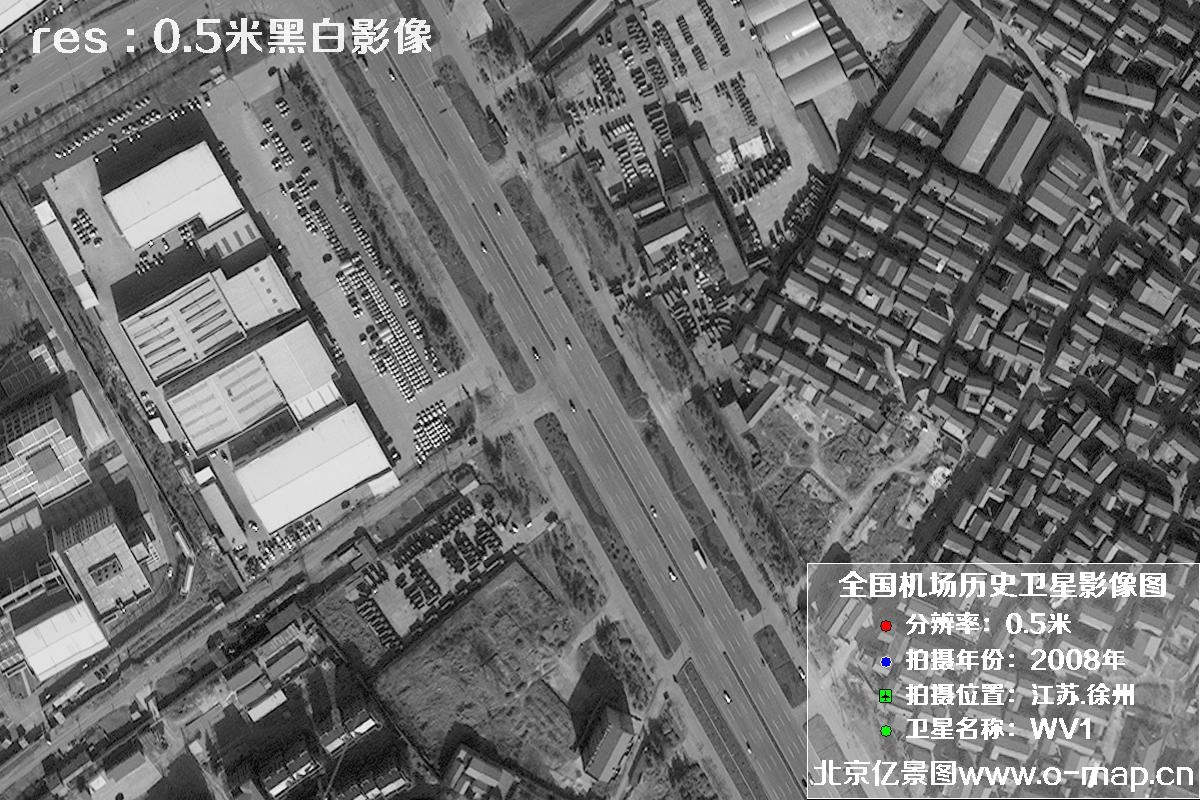 WorldView1卫星2008年拍摄的江苏省徐州市龙云区历史卫星图