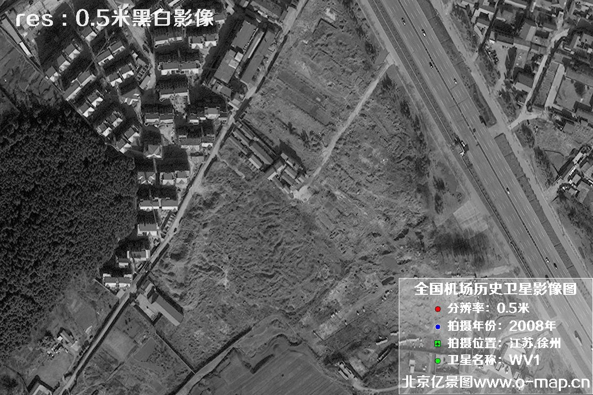 WorldView1卫星2008年拍摄的江苏省徐州市龙云区历史卫星图