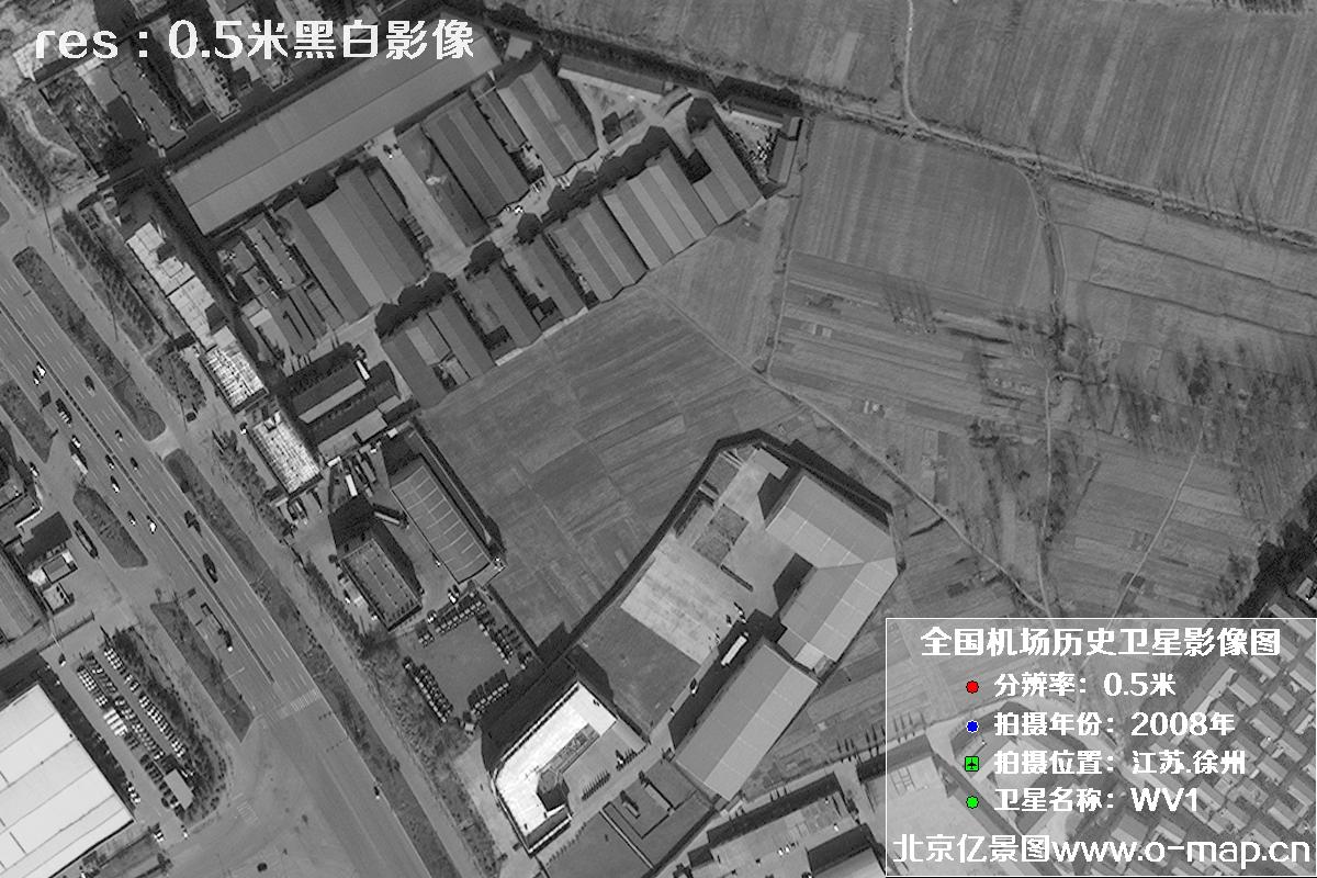 WorldView1卫星2008年拍摄的江苏省徐州市龙云区历史卫星图
