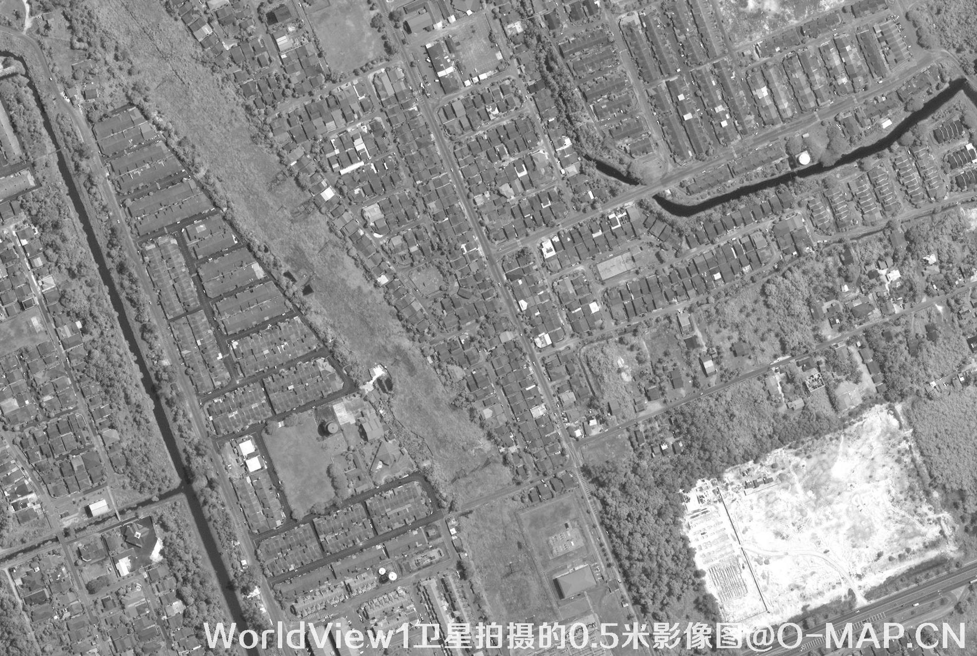 美国0.5米WorldView1卫星黑白影像图购买样例