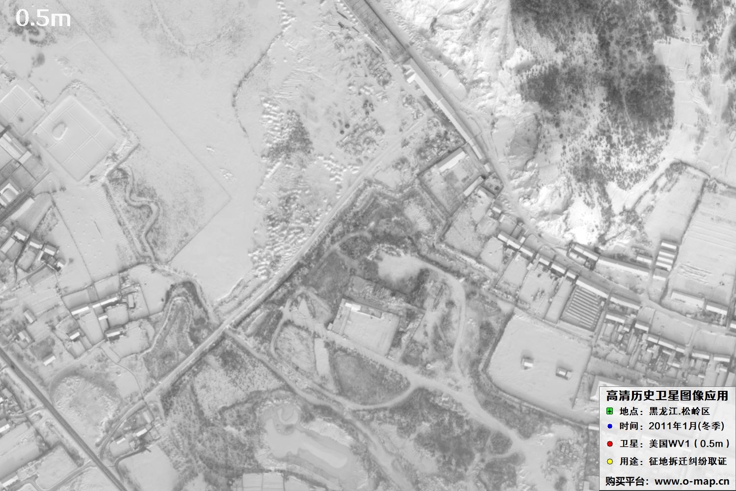 WorldView1卫星2011年拍摄的哈尔滨冬季影像图