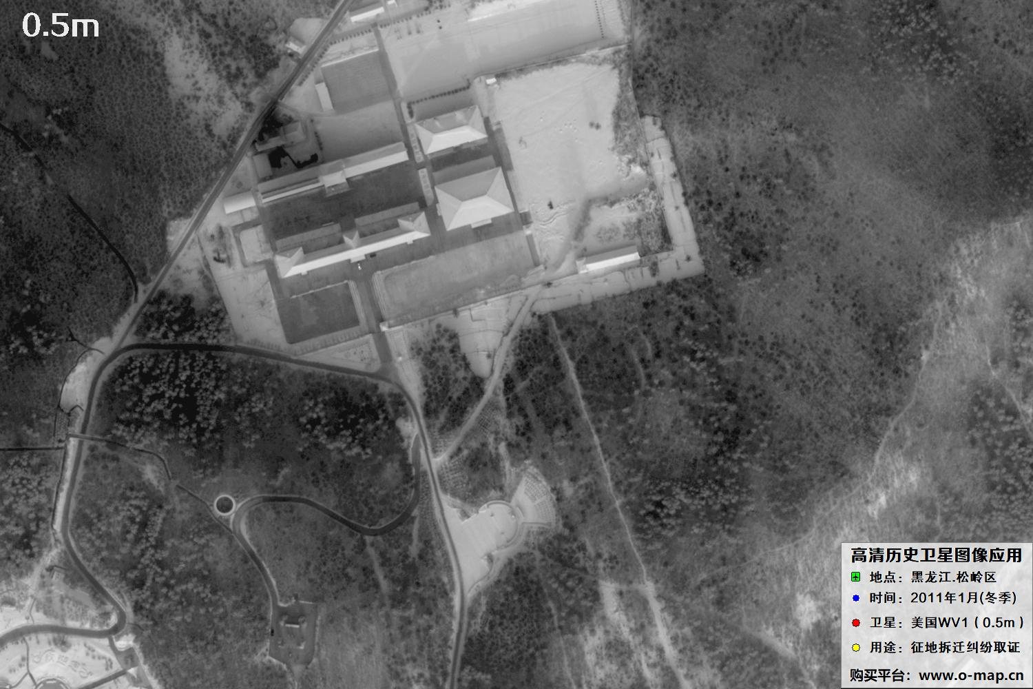 WorldView1卫星2011年拍摄的哈尔滨冬季影像图