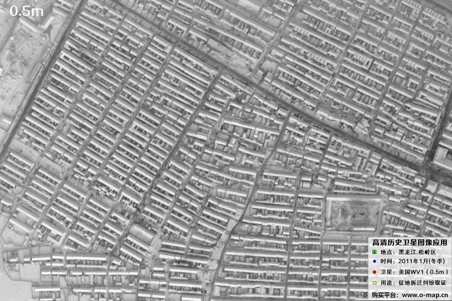 WorldView1卫星2011年拍摄的哈尔滨冬季影像图