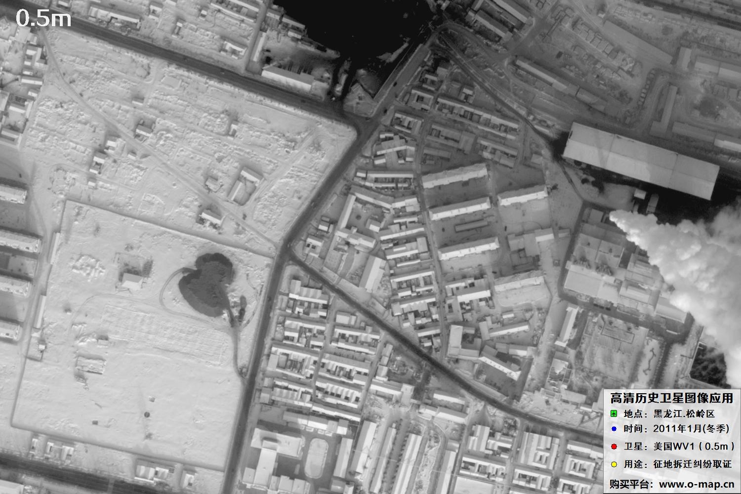WorldView1卫星2011年拍摄的哈尔滨冬季影像图