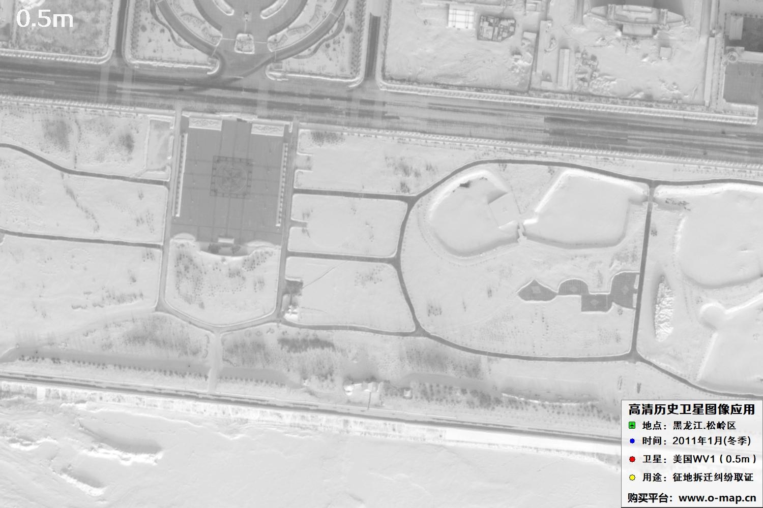 WorldView1卫星2011年拍摄的哈尔滨冬季影像图