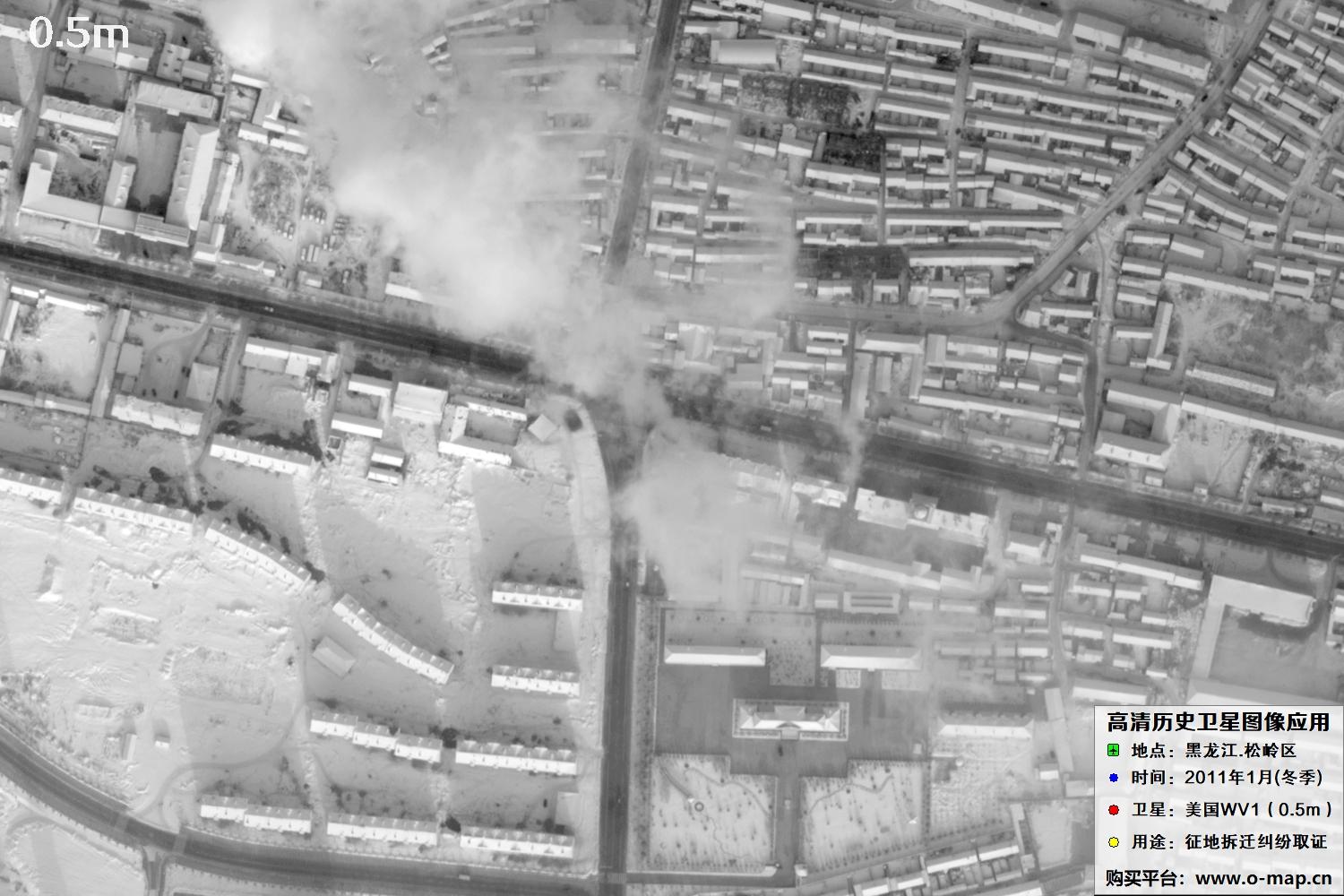 WorldView1卫星2011年拍摄的哈尔滨冬季影像图