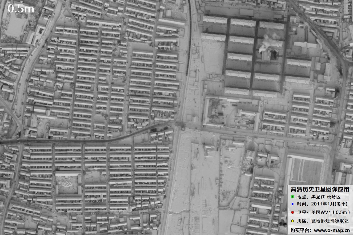 WorldView1卫星2011年拍摄的哈尔滨冬季影像图