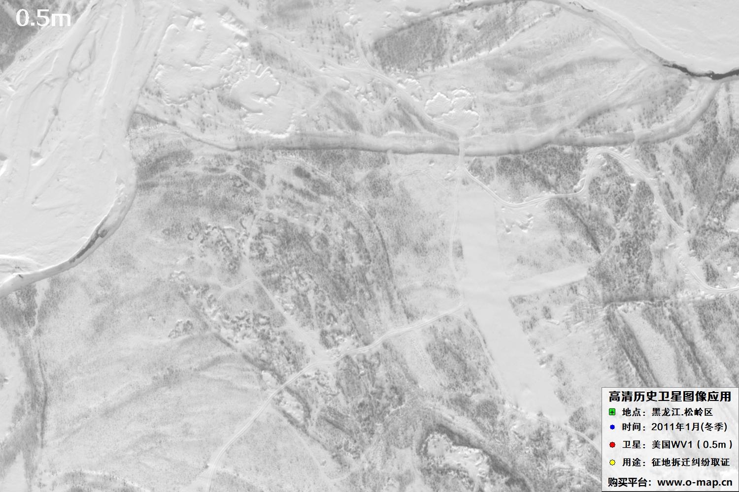 WorldView1卫星2011年拍摄的哈尔滨冬季影像图