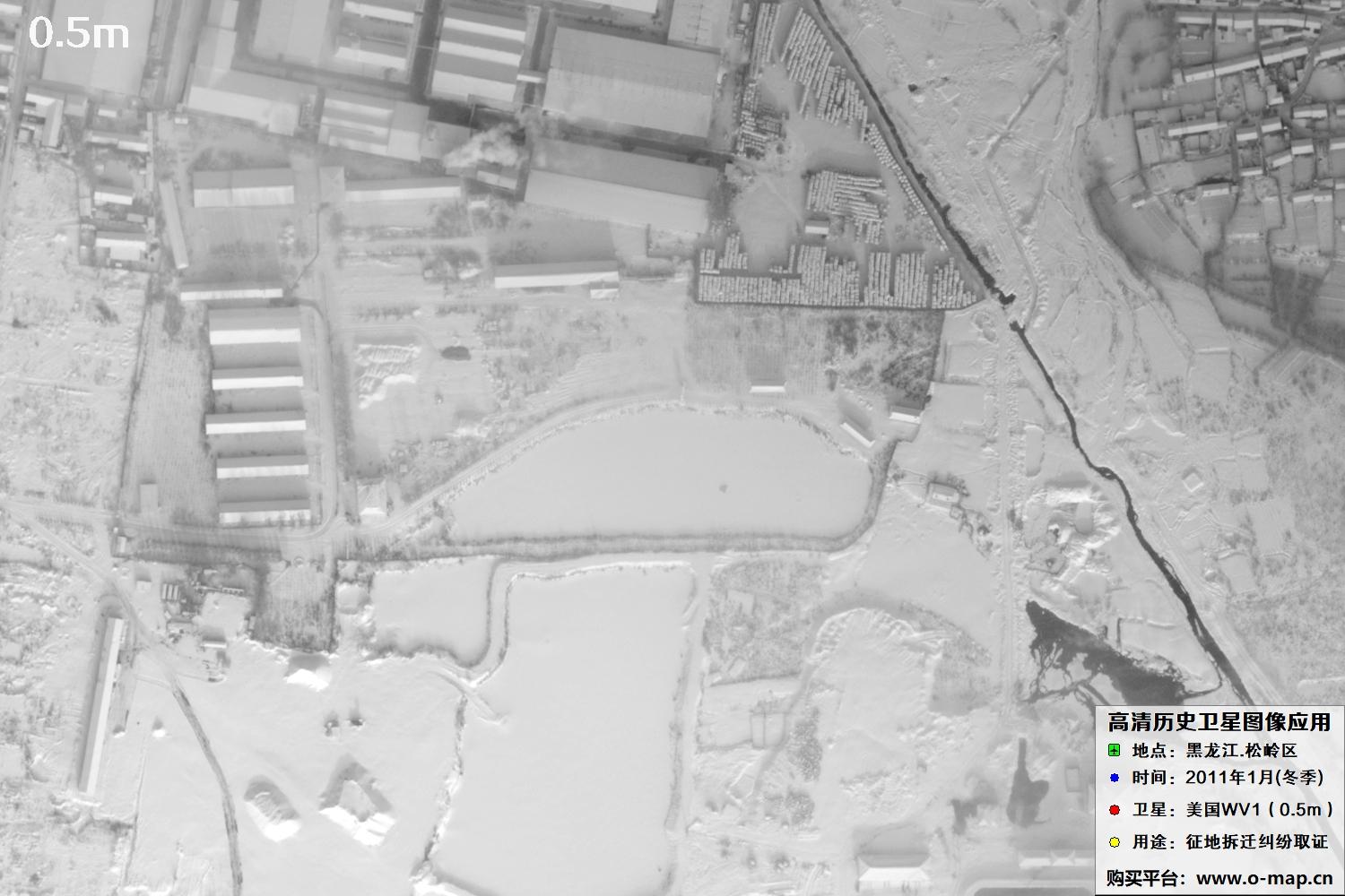 WorldView1卫星2011年拍摄的哈尔滨冬季影像图