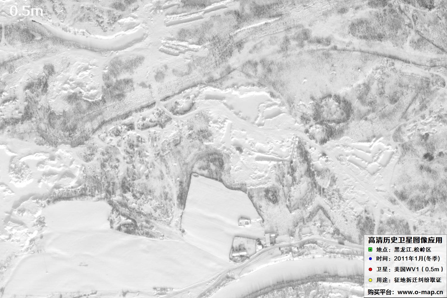 WorldView1卫星2011年拍摄的哈尔滨冬季影像图