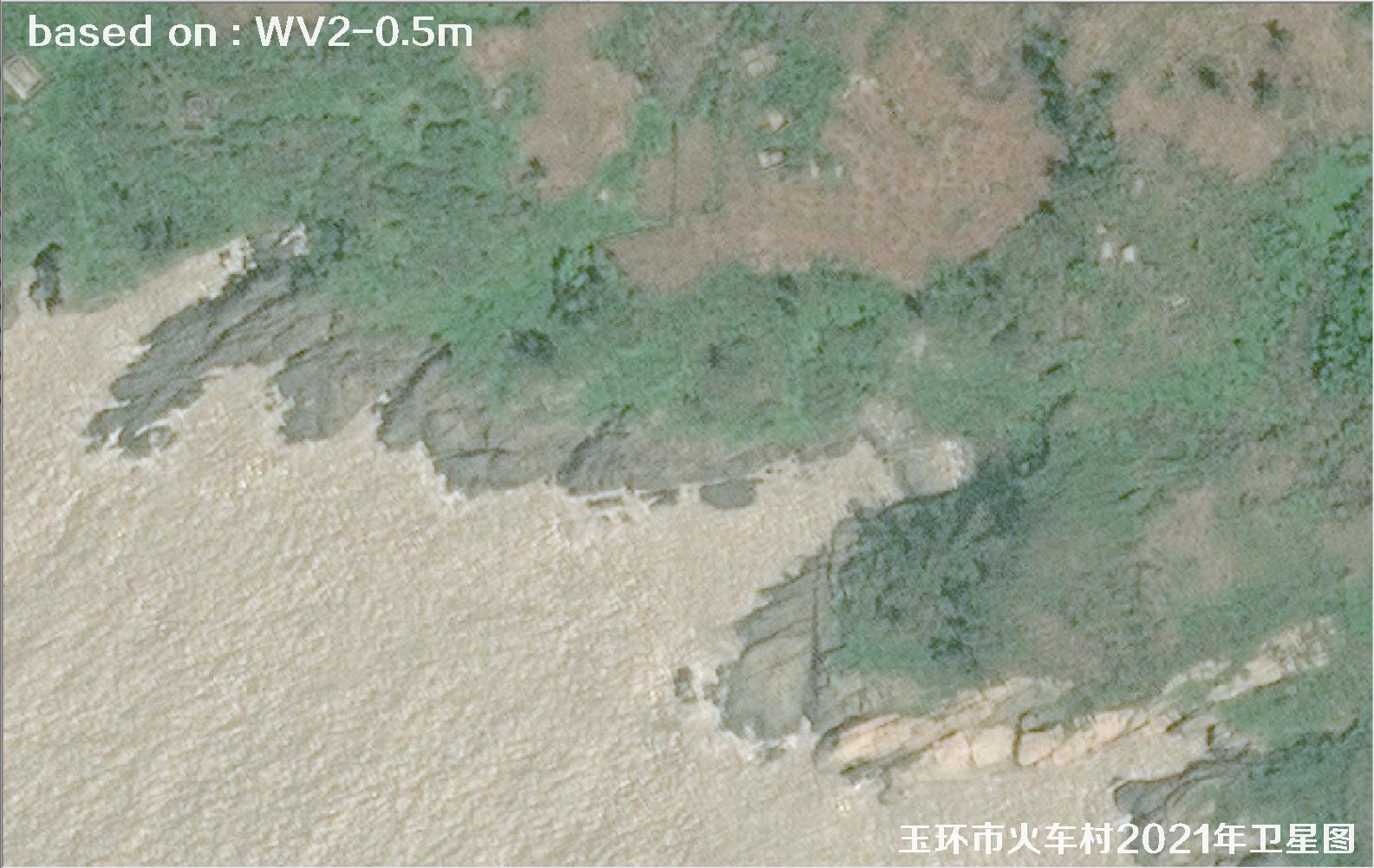WorldView2卫星2021年拍摄的玉环市火车村卫星图像