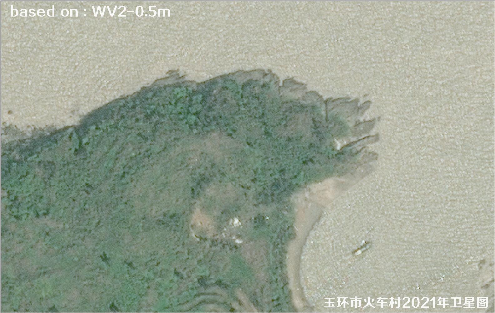 WorldView2卫星2021年拍摄的玉环市火车村卫星图像
