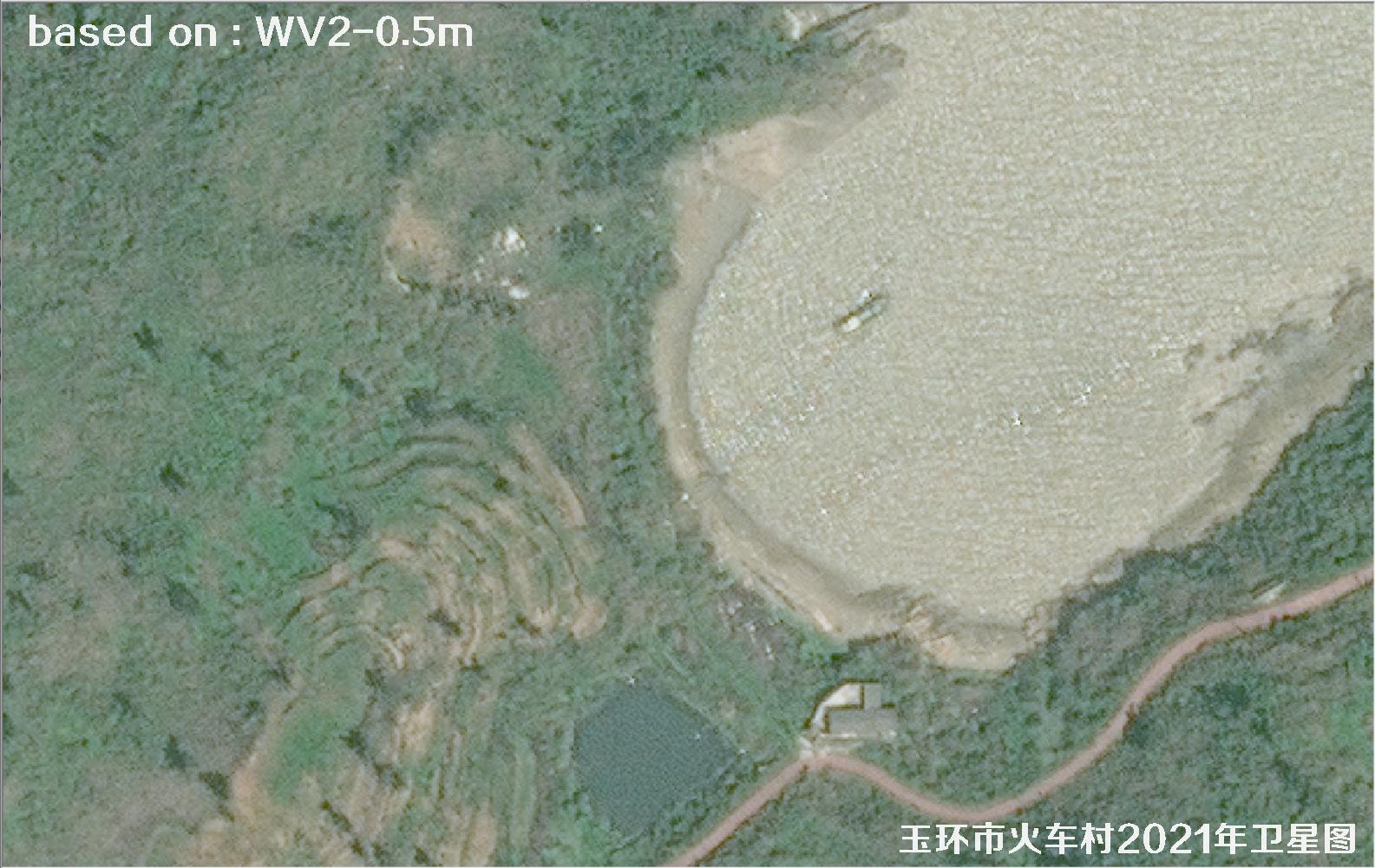 WorldView2卫星2021年拍摄的玉环市火车村卫星图像