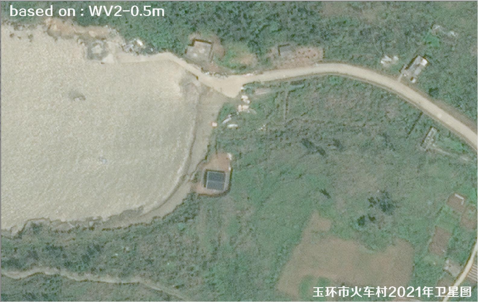 WorldView2卫星2021年拍摄的玉环市火车村卫星图像