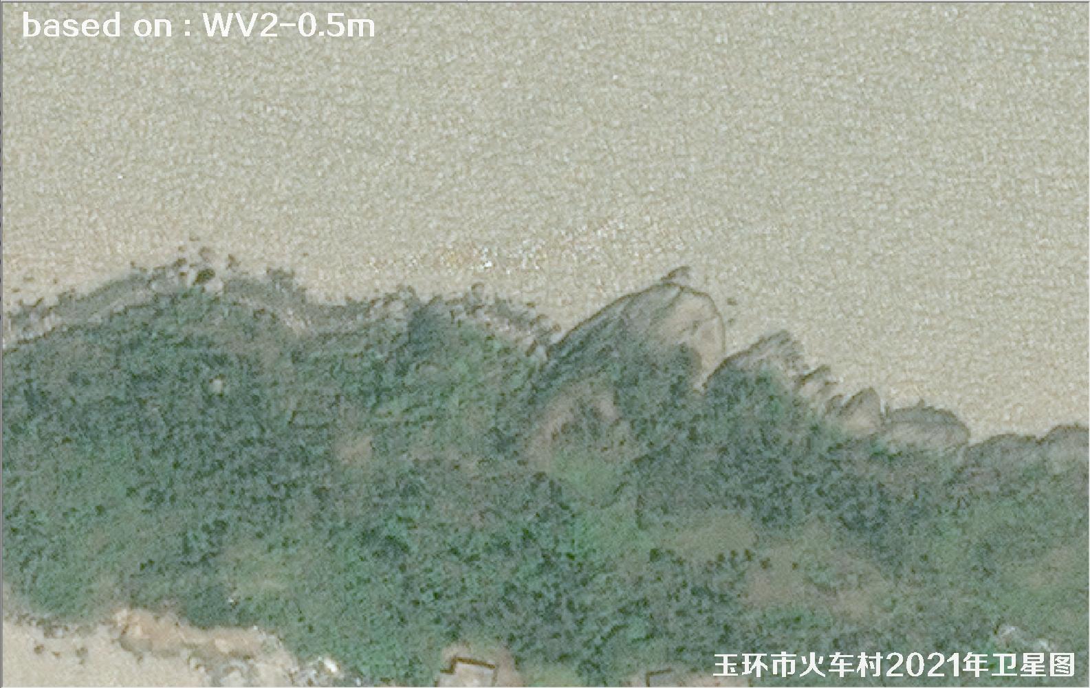 WorldView2卫星2021年拍摄的玉环市火车村卫星图像