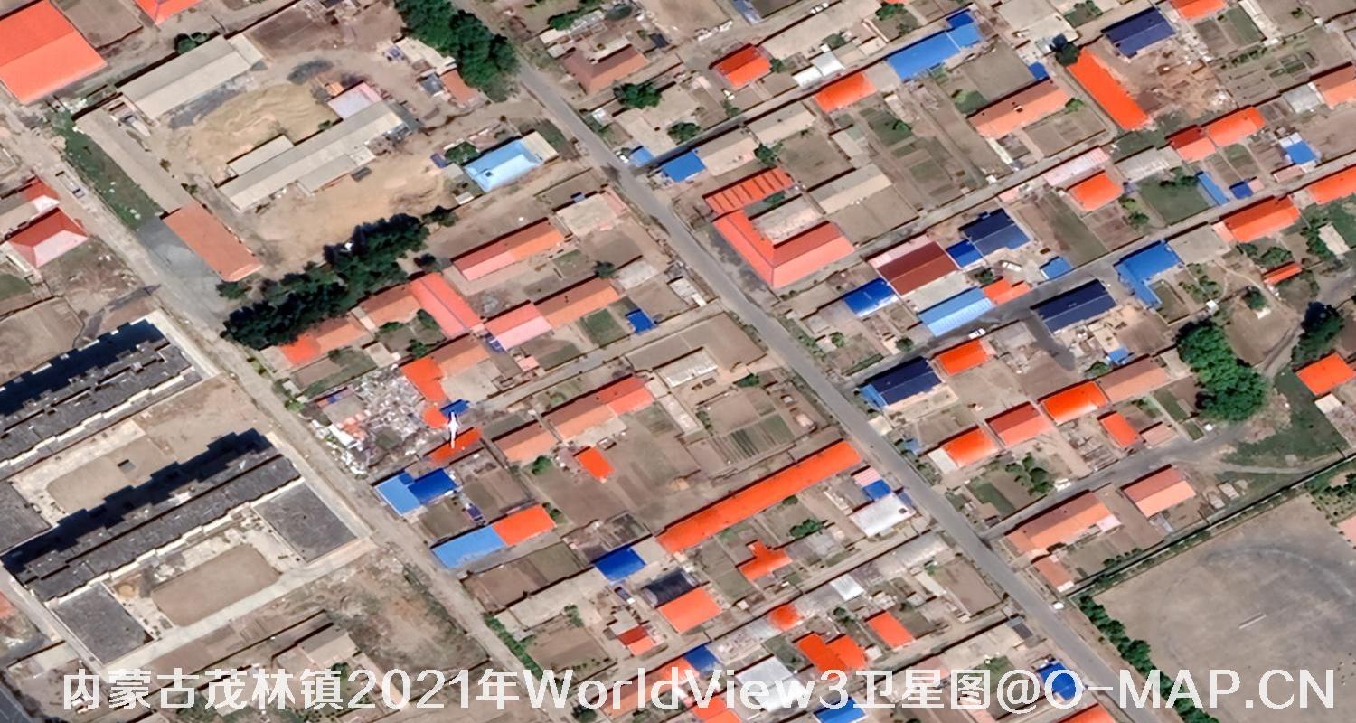 WorldView3卫星2021年拍摄的内蒙古茂林镇0.3米卫星图