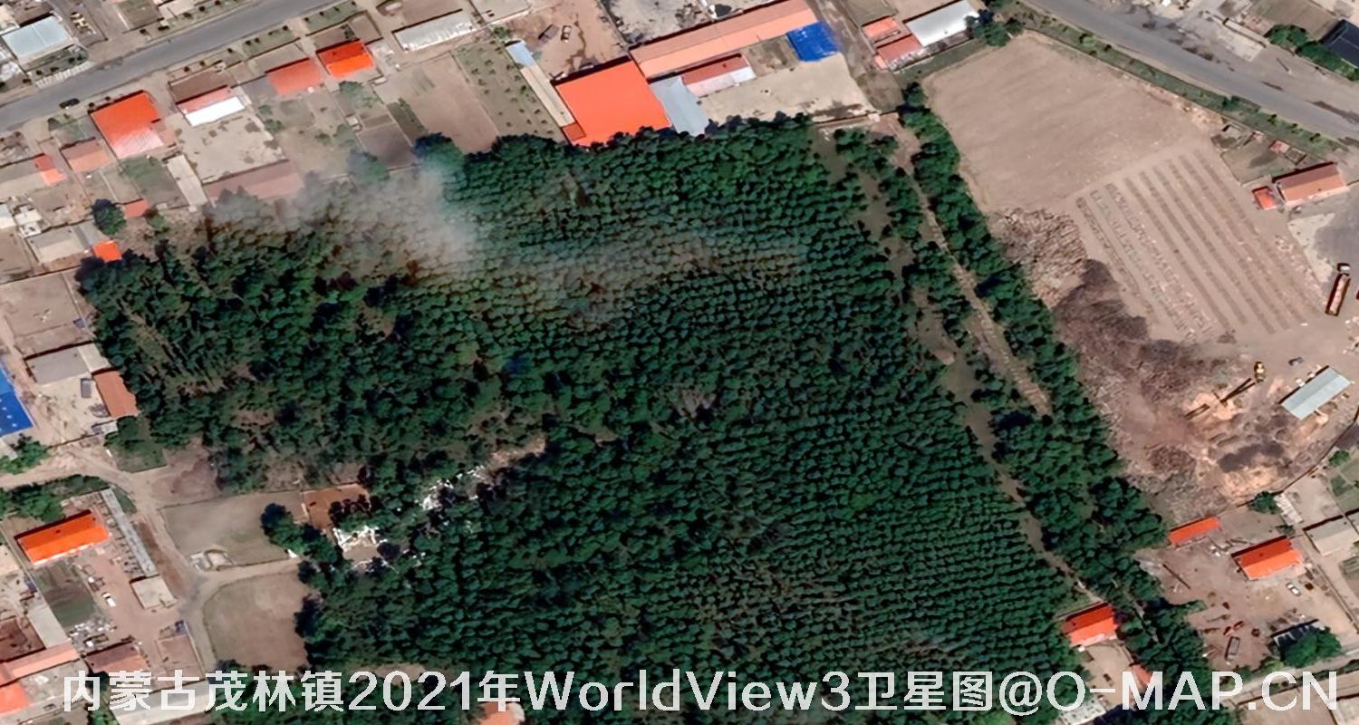 WorldView3卫星2021年拍摄的内蒙古茂林镇0.3米卫星图