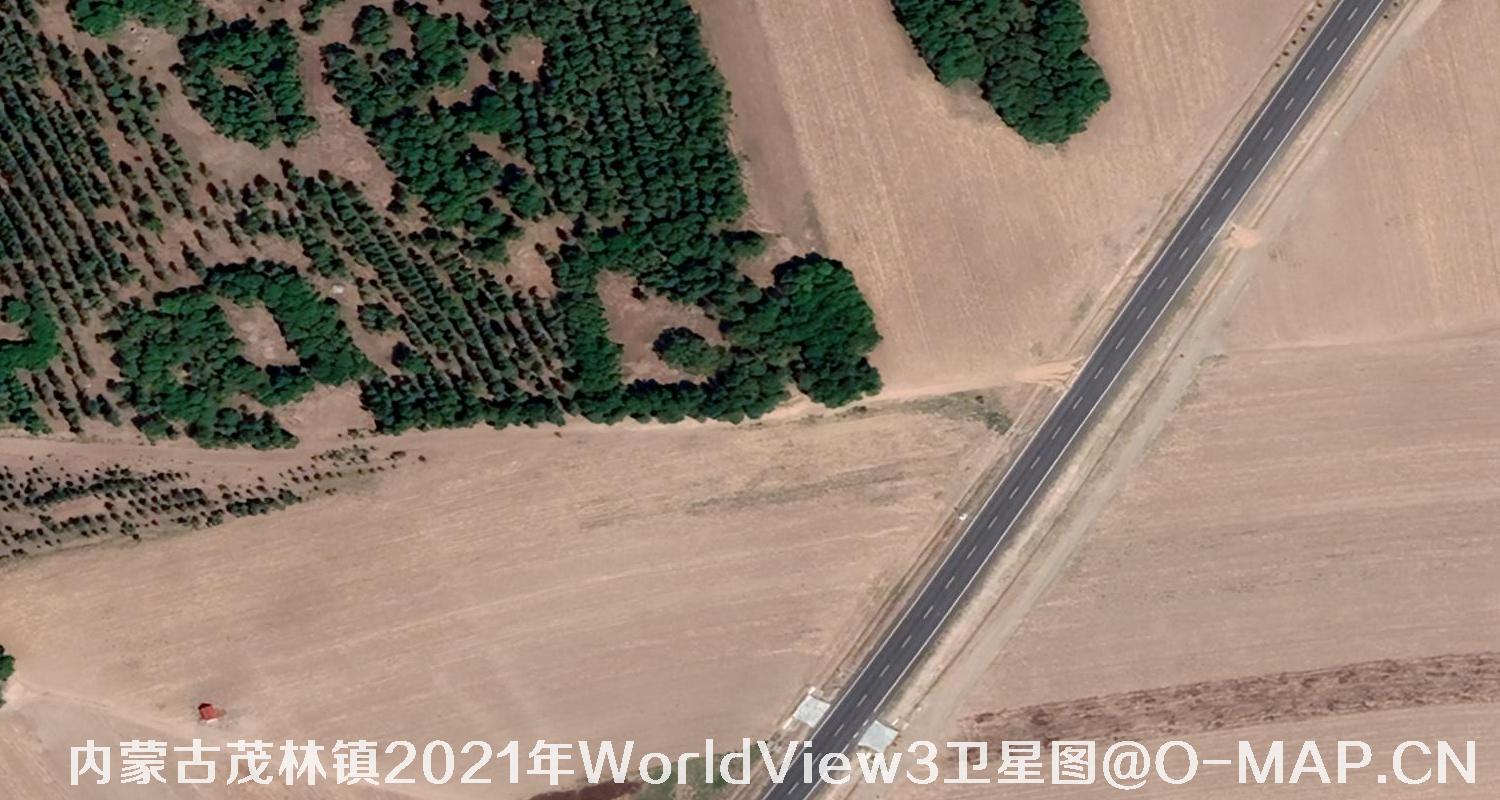 WorldView3卫星2021年拍摄的内蒙古茂林镇0.3米卫星图