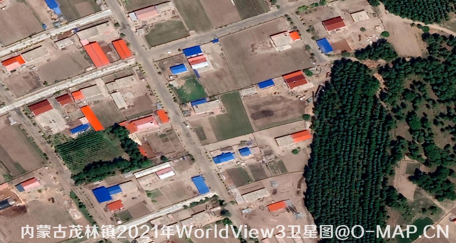WorldView3卫星2021年拍摄的内蒙古茂林镇0.3米卫星图