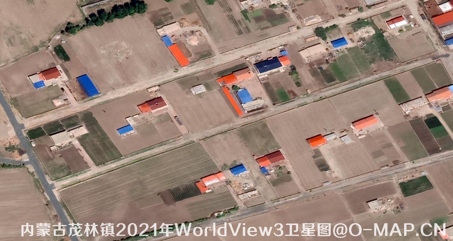 WorldView3卫星2021年拍摄的内蒙古茂林镇0.3米卫星图
