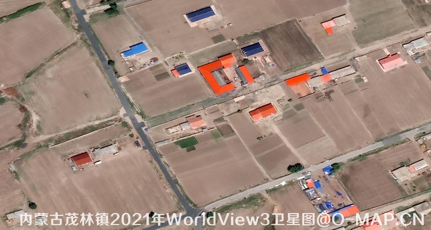 WorldView3卫星2021年拍摄的内蒙古茂林镇0.3米卫星图