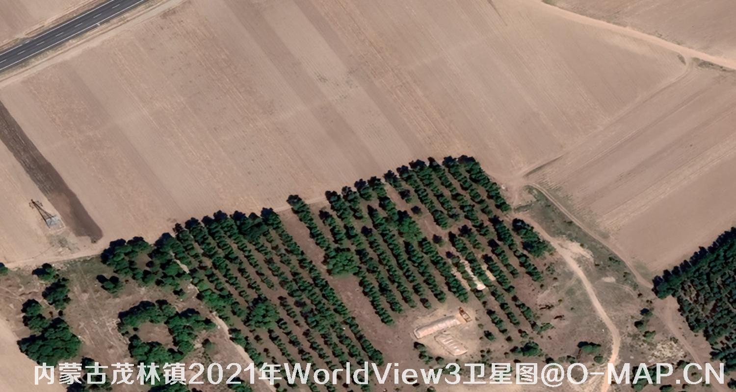 WorldView3卫星2021年拍摄的内蒙古茂林镇0.3米卫星图