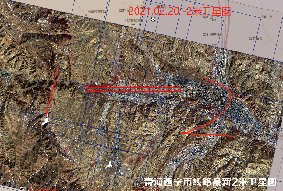 青海省西宁市线路2021年最新2米卫星图