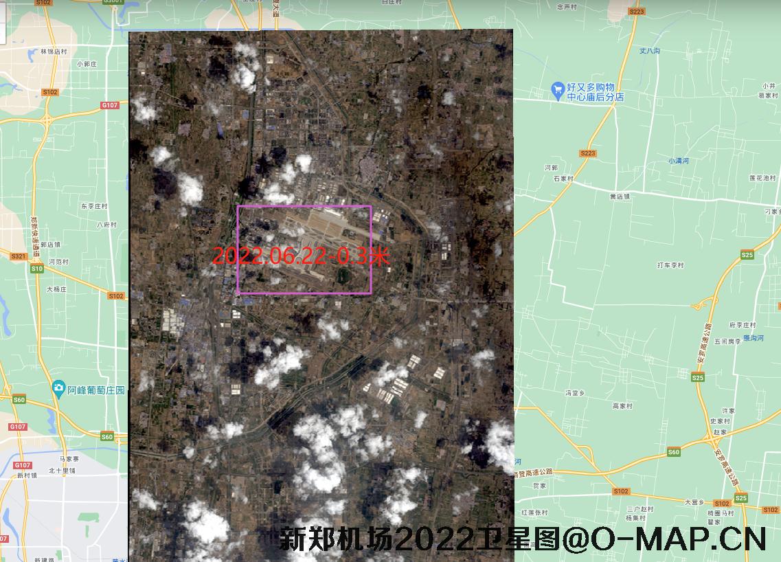 河南新郑机场2022年7月份最新卫星图结果