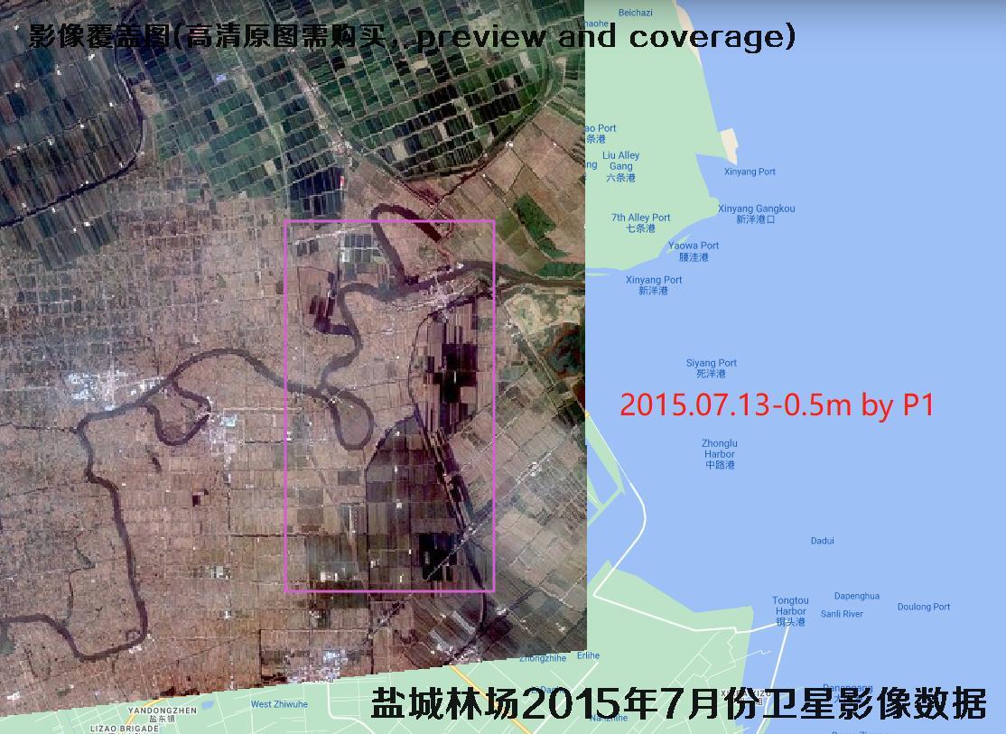 江苏省盐城林场5-10月份历年遥感影像数据