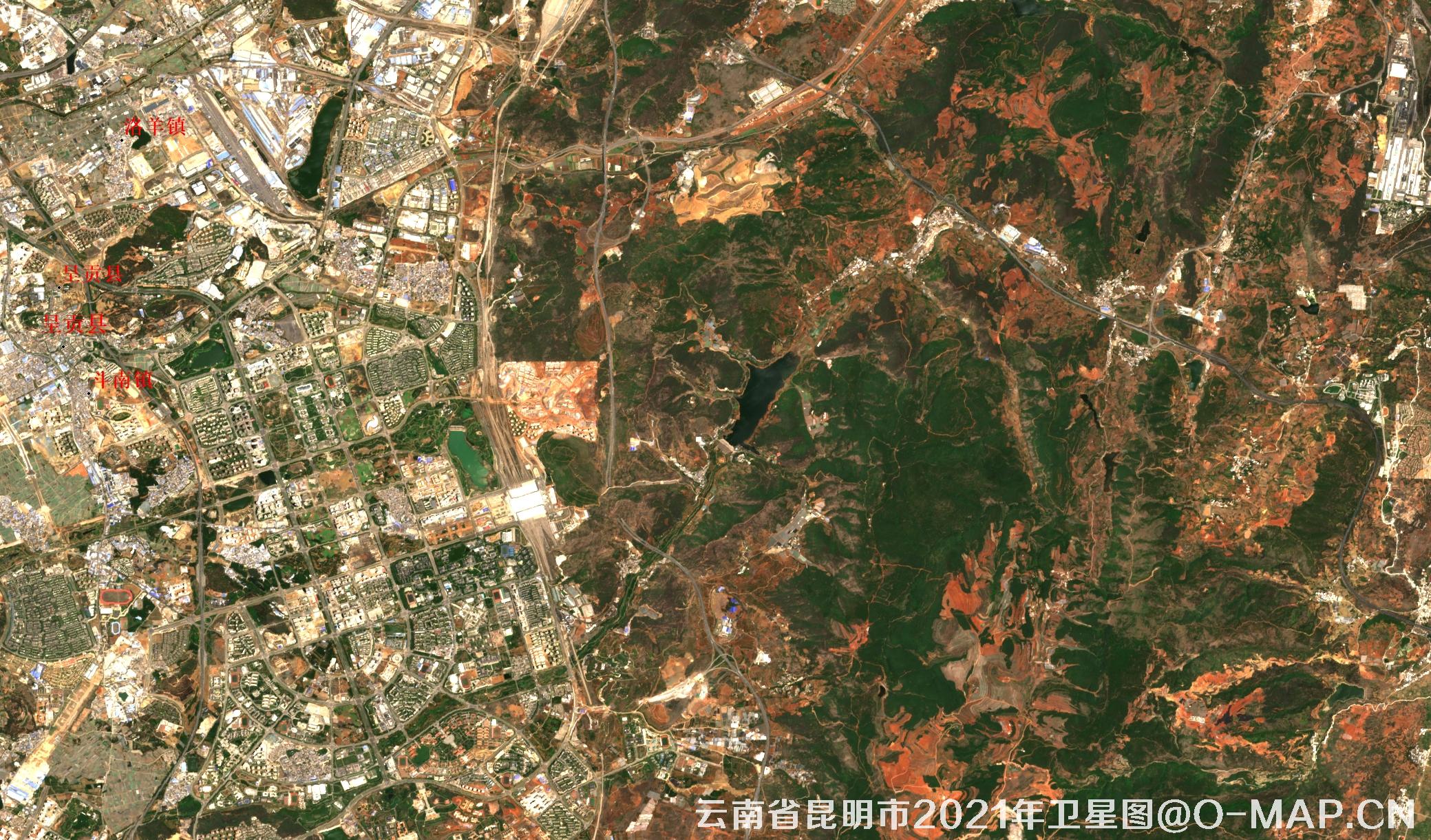 云南省昆明市2021年最新卫星图