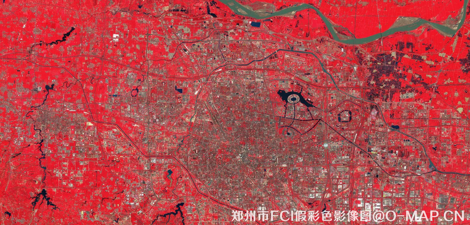 河南省郑州市FCI假彩色卫星图