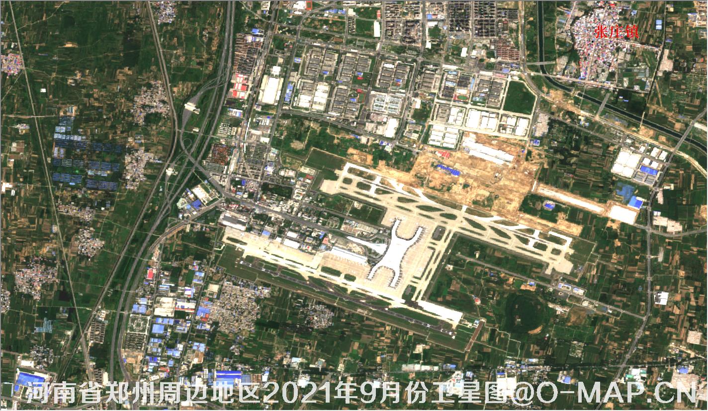 河南省郑州市新郑机场2021年9月份卫星图