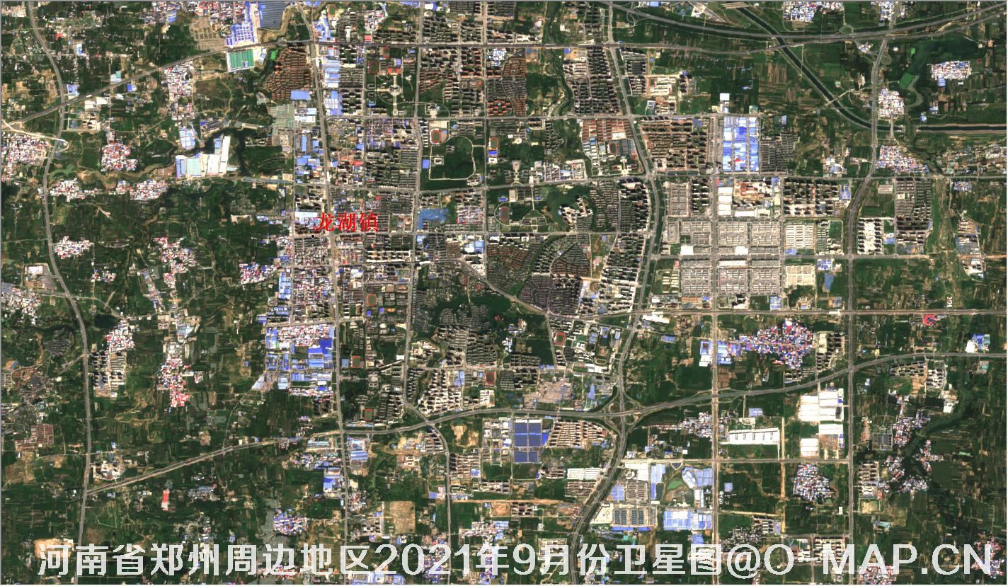 河南省龙湖镇2021年9月份卫星图