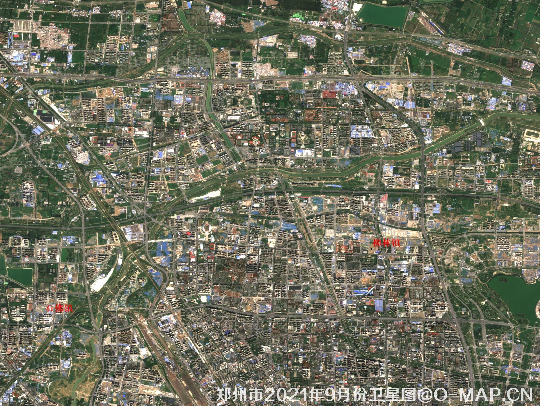 河南省郑州市2021年9月份卫星图