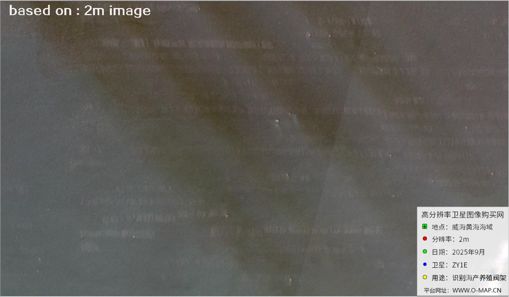 黄海威海海域内海产养殖阀架2米分辨率卫星图像