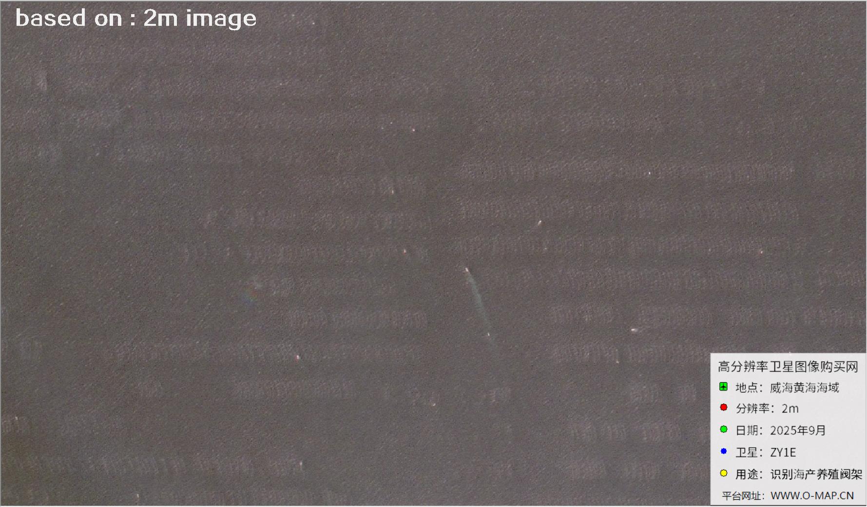 黄海威海海域内海产养殖阀架2米分辨率卫星图像